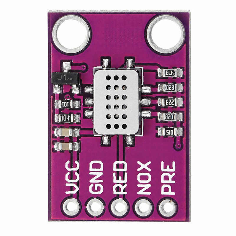 Upright view of the purple CJMCU-4541 board with shielded MiCS-4514 sensor