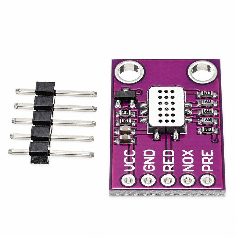 CJMCU-4541 board and loose header with VCC GND RED NOX and PRE connection labels