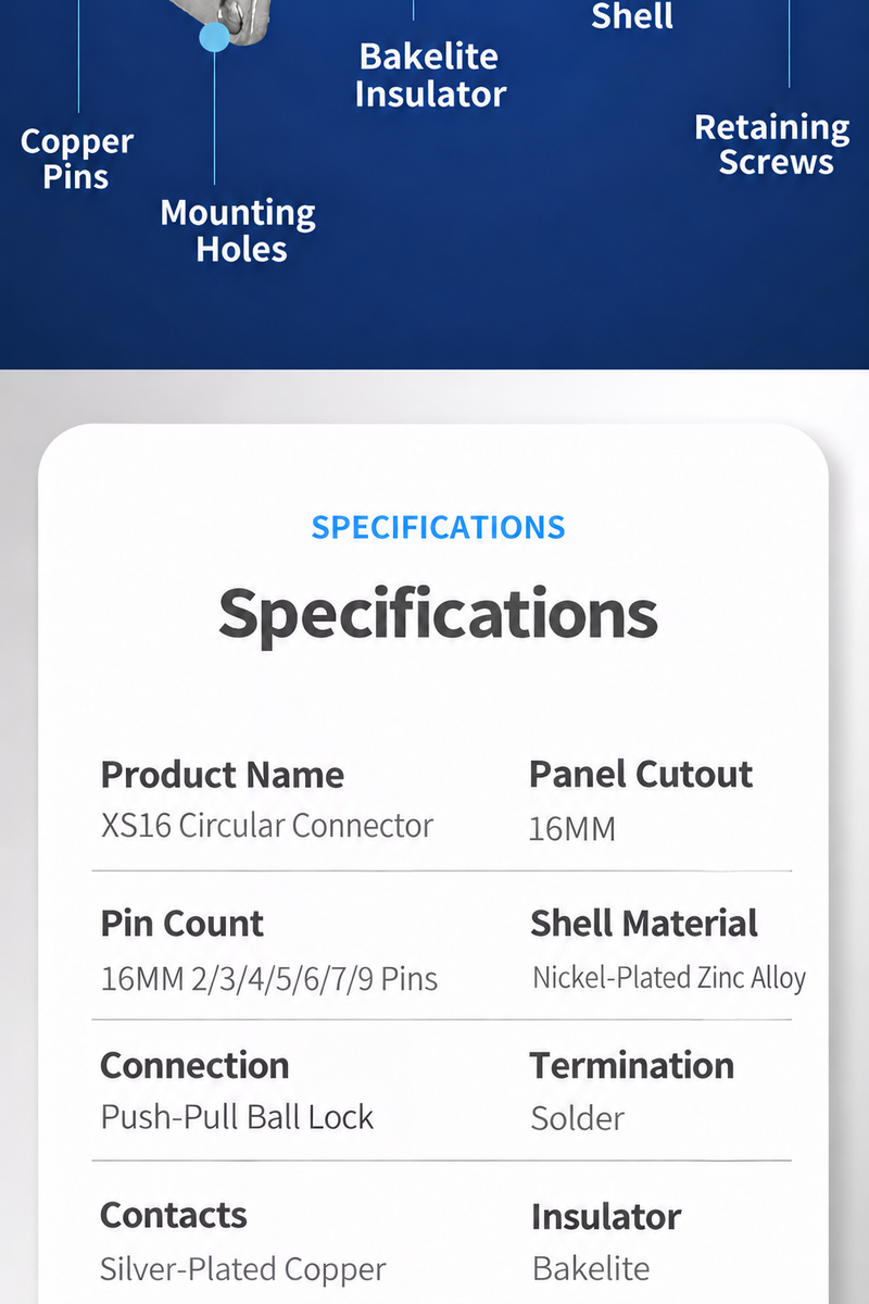 XS16 circular connector specification 08